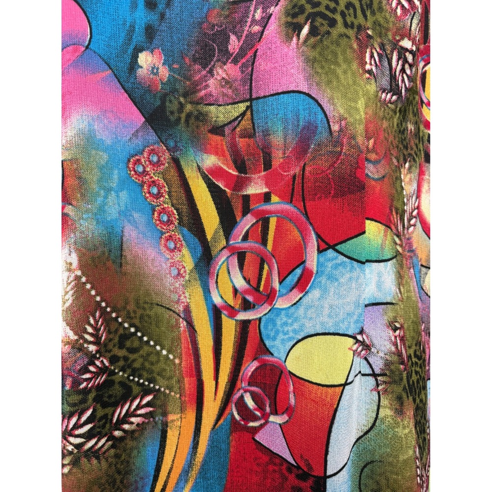 SERENGETI Womens Multicolor Maxi Dress Sz M Boho-Chic Art to Wear Lagenlook Chic - Picture 12 of 12